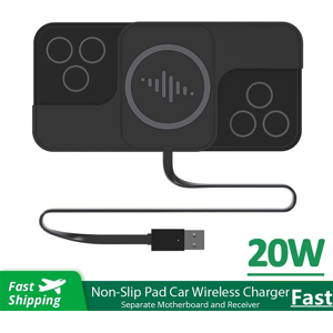 VIKEFON Chargeur sans fil rapide pour voiture, 20W, pour iPhone 14 13 12 X Samsung Huawei AirPods, support