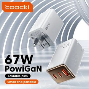 Toocki 67W GaN USB Type C chargeur QC 4.0 PD 3.0 Charge rapide pour iPhone 16 ProMax Samsung S24 broche pliable prise américaine chargeur de téléphone
