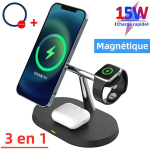 Aucun Support de chargeur magnétique sans fil pour iPhone 15 14 13 12 Pro Max Apple Watch 9 8 7 Airpods