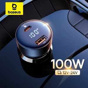 BASEUS Bas192.- Chargeur de voiture à charge rapide, PD 100W, QC4.0, QC3.0, PD 3.0, iPhone 16, 15, 14, 13 Pro Max, Samsung, Xiaomi Phone