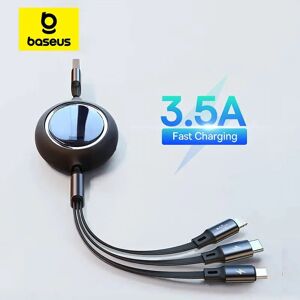 BASEUS Bas192.- Câble USB rétractable 3 en 1, pour iPhone, Xiaomi, Samsung, charge rapide, type C, pour téléphone Android