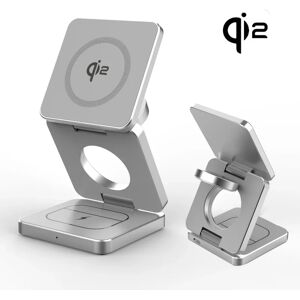 VIKEFON Chargeur sans fil magnétique Qi2, 3 en 1, 15W, charge rapide, pliable, Apple Watch, Airpods, iPhone 16, 15, 14, 13
