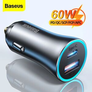 Baseus 60W métal USB Type C chargeur de voiture Charge rapide SCP AFC QC 4.0 PD 27W USBC chargeur de
