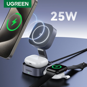 UGREEN-Support de chargeur magnétique sans fil Qi2 25W, 2 en 1, pour iPhone 15 16 Pro Max/AirPods