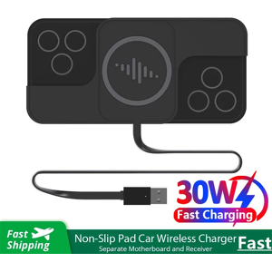 VIKEFON Chargeur sans fil de voiture rapide 30W, pour iPhone 15 14 13 12 Samsung Huawei AirPods, support de