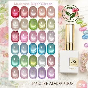 NONE AS 15ml Vernis à ongles gel effet œil de chat ultra brillant sans TPO, couleur Macaron Printemps, à retirer par trempage, UV LED, longue tenue, vert clair scintillant