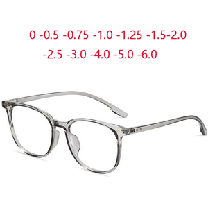GSjiaxin 0 -0.5 -0.75 à-4.0 Anti lumière bleue Transparent gris cadre carré myopie lunettes Rivet TR90 moins