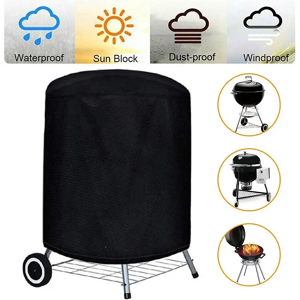 Aucun Couverture de gril d'extérieur ronde noire, housse de Protection pour poêle à foyer, pour barbecue,