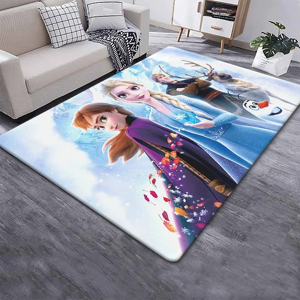 MINISO Tapis d'impression princesse Elsa congelée, salon, chambre à coucher, décoration, pique-nique, camp,