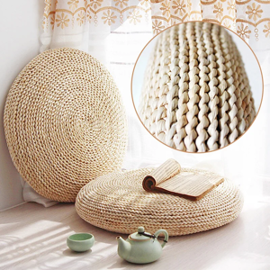Aucun 30/40/45/50cm rond naturel tissage paille fait à la main oreiller sol Yoga siège tapis
