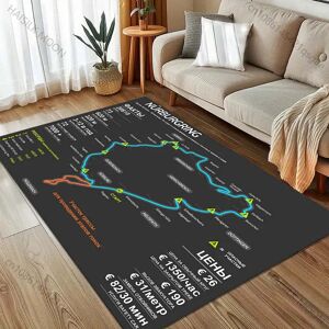 YUQIDEHOME Nurburgring – tapis de piste International F1, 1 pièce, pour salon, décoration de la maison, tapis de sol antidérapant pour chambre à coucher, grande surface, lavable