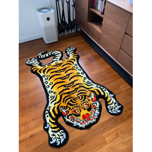 Aucun Tapis de sol touffetant en forme de tigre, 90cm x 150cm, tapis de sol de forme spéciale, couverture
