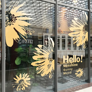Duruibom Grand tournesols bonjour soleil porte en verre autocollant mural magasin d'affaires magasin
