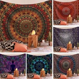 Aucun Tapisserie murale suspendue avec Mandala indien, tapis de plage de sable, couverture, tente de