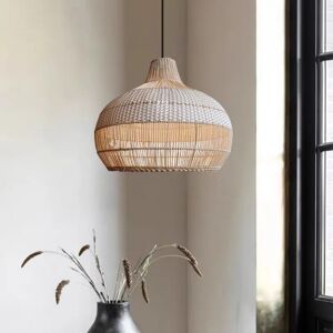 HomeLover Lampe suspendue en rotin marocain, lampe créative en osier faite à la main, Luminaire de Style