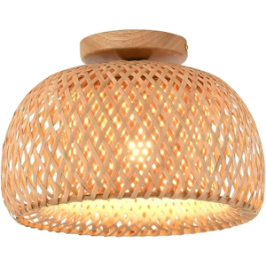 JOYINLED Plafonnier en osier de bambou Boho fait à la main, luminaire traditionnel de ferme, chambre à