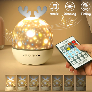 AVACOM Projecteur ciel étoilé avec haut-parleur Bluetooth, veilleuses USB cerf, haut-parleur ciel étoilé,