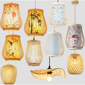 ZODOLAMP Lampe suspendue en bambou suspension plafonnier rotin osier Lustre tricoté à la main tressage