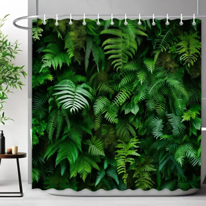 Aucun Paredes remplies de feuilles de plantes vertes rideaux de douche plantes tropicales paysage naturel