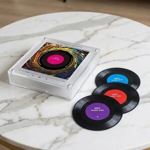 NONE Lecteur de chansons à détection NFC avec haut-parleur intégré en acrylique, autocollant personnalisable pour réfrigérateur sans besoin de téléphone portable