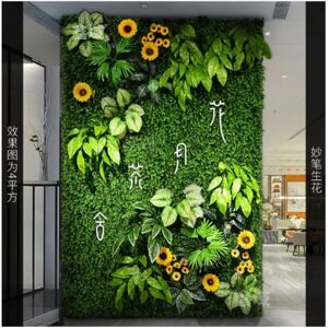 Aucun Mur de plantes vertes artificielles tridimensionnelles, décoration de fond, verdissement de balcon,