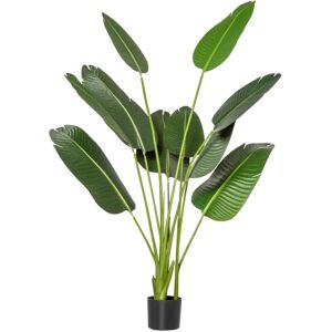 HOMCOM Plante de banane artificielle 160 cm avec pot et 10 feuilles réalistes vertes