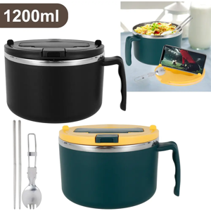 willstar Bol Ramen rapide avec couvercle filtrable 1200ml bol à nouilles Ramen micro-ondes bol de cuiseur