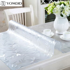 YOMDID Nappe en verre souple nappe en PVC clair/mat résistant à l'huile imperméable couverture de table à