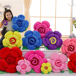 Aucun Oreiller Rose tridimensionnel, coussin Rose, tapis de fleurs en peluche, fleur simulée, cadeau de