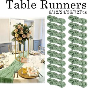 Aucun Chemin de Table en gaze vert sauge, 6-72 pièces, style Boho, pour mariage, réception-cadeau pour bébé, décoration de Table à manger, fête