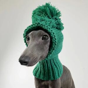 Aucun Mignon vert chapeau de noël pour animaux de compagnie avec boule chiot chapeau chaud hiver laine Whippet/Greyhound/Bichon Frize/Schnauzer chapeau d'hiver