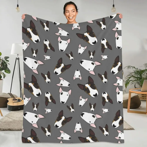 Aucun Couvertures douces et durables Bull Terrier pour animaux de compagnie, literie de camping grise,