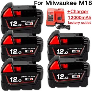 Other Batterie d'origine pour outil électrique Milwaukee M18, chargeur, BR, XC, 18V, 12000mAh M18B5, 48-11-1860, batterie 21700 intégrée