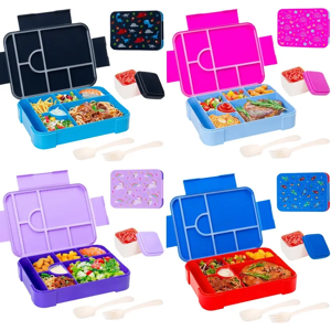 Boîte à déjeuner pour enfants, motif Adorable, four à micro-ondes divisé Portable, boîte à Bento,