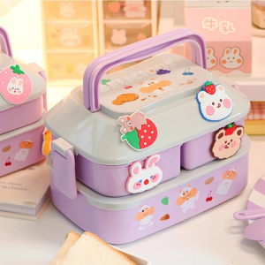 Aucun Kawaii – boîte à déjeuner Portable en plastique, Bento de pique-nique, micro-ondes, avec