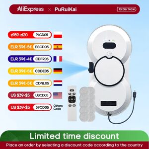 PuRuiKai-Robot Nettoyeur de Vitres Électrique existent, Aspirateur Robot avec Télécommande,