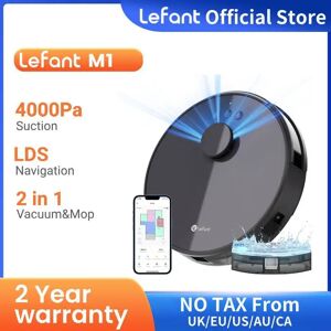 Lefant-Aspirateur robot Dallas, avec vadrouille, aspiration 4000Pa, navigation Lidar, WiFi,