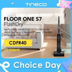 Tineco Floor One S7 FlashDry Nettoyeur de Sol Intelligent sans Fil Aspirateur Sec et Humide Auto-nettoyant Séchage FlashDry à air Chaud à 70°C Nettoyage des Angles des 2 côtés Longue Autonomie