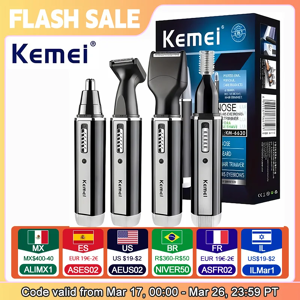 Kemei KM-66304-in-1 rasoir électrique professionnel Rechargeable pour nez et oreilles, outils de
