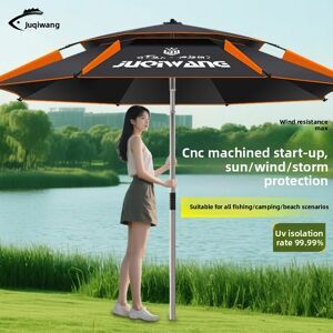 NONE Parapluie de pêche en plein air, pare-soleil rotatif à 360 degrés, résistant aux UV, épais, imperméable, bâton de marche