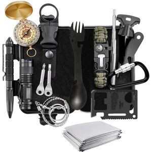 Aucun Kit de survie militaire Camping multifonction équipement de défense premiers secours SOS pour l'aventure en milieu sauvage avec couteau couverture thermique
