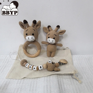 BBYP Personnalisez 3 pièces à la main au Crochet bébé girafe renard poupées en peluche nouveau-né lapin