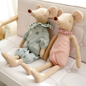 Aucun Jouet pour enfants, petit et mignon, poupée en coton rose avec nœud papillon et souris verte, jouet