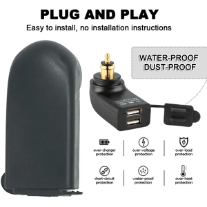 MYiAdv Chargeur USB pour moto et touristes, adaptateur secteur, prise Hella DIN, BMW R1250GS, Fusion GS,