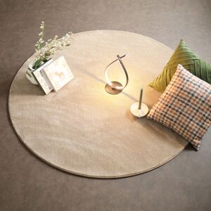 Ø150 Tapis rond doux - Hypnose beige nude - Galon beige foncé