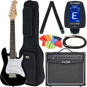 Harley Benton ST-Junior BK Standard Bundle 1 Noir haute brillance