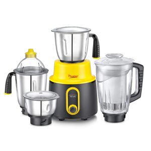 Prestige Delight Plus 4 Jars Mixer Grinder with 4 Super-Efficient Blades, Advanced Design, Superior-Grade Plastic Body (Yellow and Black, 41380)