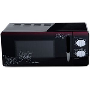 Haier 20 Litres Solo Microwave with Glass Door, 6 Power Levels, Mechanical Knob Control (HIL2001MFPH, Black)