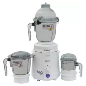 Sujata Dynamix 3 Jars Mixer Grinder with Vibration Free Operation, 900 Watts, 3 Speed Rotary Action Switch, Stainless Steel Blades