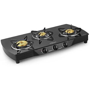 Sunflame Crystal Plus Cooktop with Stainless Steel Drip Trays, Sturdy Pan Support, Toughened Glass Cooktop (Black)